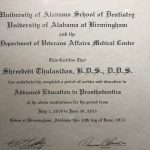 University of Alabama School of Dentistry Certificate